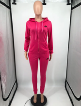 Load image into Gallery viewer, Plus Size Sports Fashion Casual Hood Coat Pants 2 Piece Set
