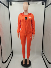 Load image into Gallery viewer, Plus Size Sports Fashion Casual Hood Coat Pants 2 Piece Set
