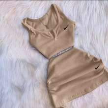 Load image into Gallery viewer, Sexy Solid Sleeveless Top Drawstring Skirt Suit
