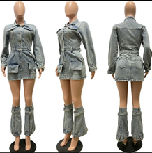 Load image into Gallery viewer, Fashion Multi-Pockets Denim MIni Dress(With Trouser Leg)
