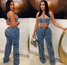 Load image into Gallery viewer, Casual Zipper Elasticated waist Jeans
