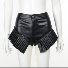 Load image into Gallery viewer, Sexy Pleated Edge Leather Shorts

