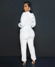 Load image into Gallery viewer, Heart Hollow Out Hot Drill Hooded Sweatshirt Pants Two Piece Set
