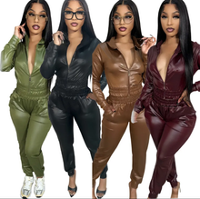Load image into Gallery viewer, Casual Long Sleeve Zipper Hoodies Sport 2 Piece Pants Set

