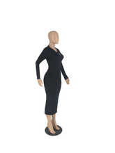 Load image into Gallery viewer, Solid Color Long Sleeve Zipper Hooded Maxi Dress
