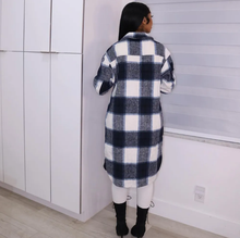 Load image into Gallery viewer, Plaid Full Sleeve Buttons Long Coat
