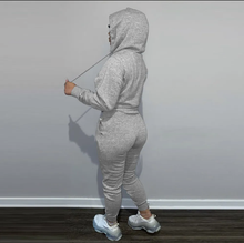 Load image into Gallery viewer, Plush Long Sleeve Zipper Hooded Sweashirts And Sports Pant Two Piece Set
