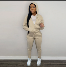 Load image into Gallery viewer, Plush Long Sleeve Zipper Hooded Sweashirts And Sports Pant Two Piece Set
