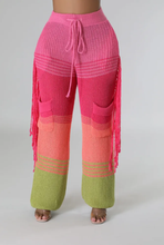 Load image into Gallery viewer, Casual Knit Color Block Tassel Loose Pants

