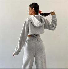 Load image into Gallery viewer, Solid Hooded Coats+Tank Tops+Pants Two Piece Set
