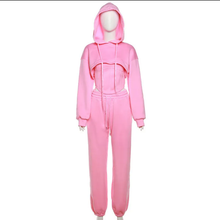 Load image into Gallery viewer, Solid Hooded Coats+Tank Tops+Pants Two Piece Set
