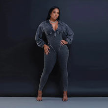 Load image into Gallery viewer, Patchwork Solid Color V Neck Jumpsuit
