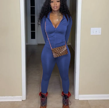 Load image into Gallery viewer, Casual Solid Long Sleeve Zipper Two Piece Pants Set
