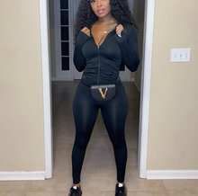 Load image into Gallery viewer, Casual Solid Long Sleeve Zipper Two Piece Pants Set
