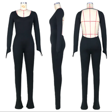 Load image into Gallery viewer, Solid Color Backless Hem Slit Jumpsuit
