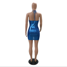 Load image into Gallery viewer, Solid Color Halter Irregular Drawstring Mini Dress
