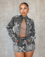 Load image into Gallery viewer, Denim Embroider Jackets And Skirt Two Piece Se
