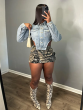 Load image into Gallery viewer, Irregular Side Cutout Short Denim Top
