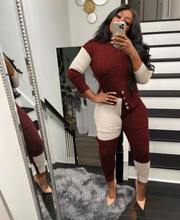 Load image into Gallery viewer, Contrast Color Knitted Sweater Slim 2 Piece Pants Set
