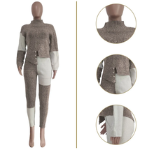 Load image into Gallery viewer, Contrast Color Knitted Sweater Slim 2 Piece Pants Set
