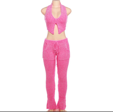 Load image into Gallery viewer, Sexy Knits Sleeveless Vest Flare Pants 2 Piece Set
