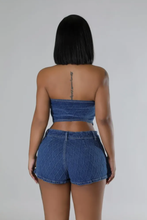 Load image into Gallery viewer, Slim Halter Button Vest Skirts Denim Two Piece Set
