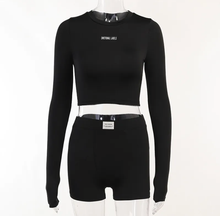 Load image into Gallery viewer, Knit Crew Neck Long Sleeve Shorts Two Piece
