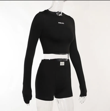 Load image into Gallery viewer, Knit Crew Neck Long Sleeve Shorts Two Piece
