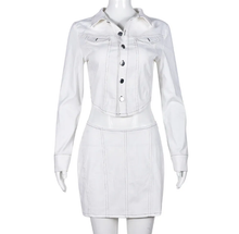 Load image into Gallery viewer, Long Sleeve Lapel Shirt And Skirt Two Piece Set
