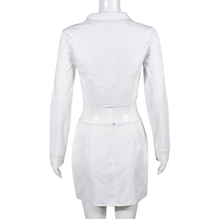 Load image into Gallery viewer, Long Sleeve Lapel Shirt And Skirt Two Piece Set

