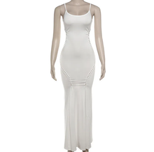 Load image into Gallery viewer, Sexy Sling Hollow Out Solid Maxi Dress
