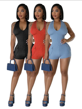 Load image into Gallery viewer, Halter Backless Slim Romper
