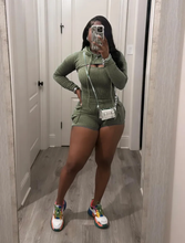 Load image into Gallery viewer, Long Sleeve Hooded Sling Slim Fit Romeper Two Piece Set
