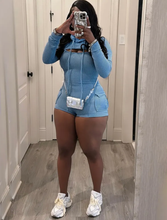 Load image into Gallery viewer, Long Sleeve Hooded Sling Slim Fit Romeper Two Piece Set
