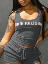 Load image into Gallery viewer, Letter Print Vest Shorts Casual 2 Piece Set
