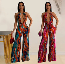 Load image into Gallery viewer, Sexy Print Backless V Neck Jumpsuit
