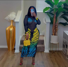 Load image into Gallery viewer, Tiger Print Mesh Sexy Long Dress

