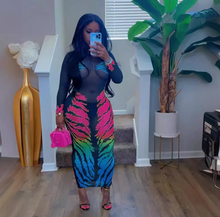 Load image into Gallery viewer, Tiger Print Mesh Sexy Long Dress

