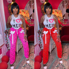 Load image into Gallery viewer, Lace Bow Trousers + Sleeveless Tank Tassel Two Piece Set
