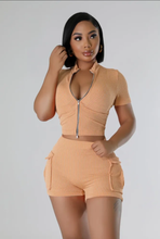 Load image into Gallery viewer, Fashion Two-way Zipper Casual Two Piece Short Set
