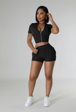 Load image into Gallery viewer, Fashion Two-way Zipper Casual Two Piece Short Set
