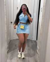 Load image into Gallery viewer, Solid Short Sleeve Zipper Two Piece Skirts Set
