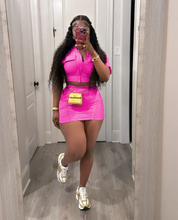 Load image into Gallery viewer, Solid Short Sleeve Zipper Two Piece Skirts Set

