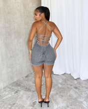 Load image into Gallery viewer, Backless Tie Up Knits Slim Romper
