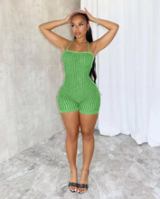 Load image into Gallery viewer, Backless Tie Up Knits Slim Romper
