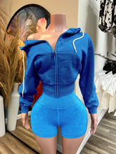 Load image into Gallery viewer, Zip-Up Hooded Fleece Top And Shorts Sports Two-Piece Set
