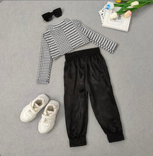Load image into Gallery viewer, Kids Girls Long Sleeve Plaid Tops And Pant 2 Piece Set
