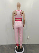 Load image into Gallery viewer, Casual Contrast Color Sleeveless Two Piece Pants Set
