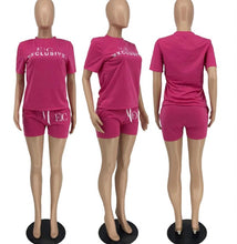 Load image into Gallery viewer, Letter Print T Shirt And Shorts Two Piece Sets
