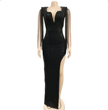 Load image into Gallery viewer, Sequin Tassel Sexy Split Maxi Dress Www.dreamempirellc.com
